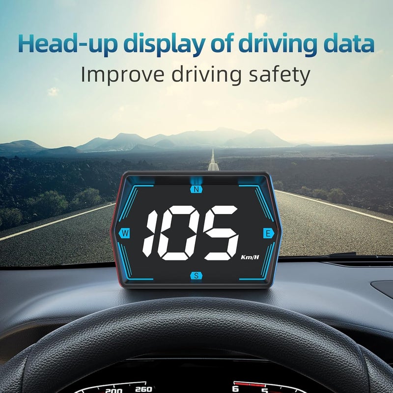 Docbraces Universal Car HUD GPS Speedometer G20 Car Heads-up Display Plug and Play with USB Connection,Displays MPH, Comes with Compass Over Speed Alert HD Display Speedometer for All Vehicles - Image 2